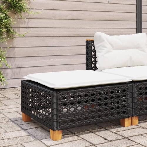 Haveskammel med hynde 63,5x56x32 cm polyrattan sort