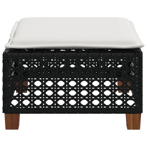 Haveskammel med hynde 63,5x56x32 cm polyrattan sort