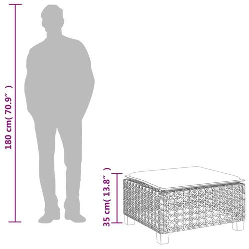 Haveskammel med hynde 63,5x56x32 cm polyrattan sort