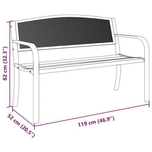 Havebænk 119 cm stål sort