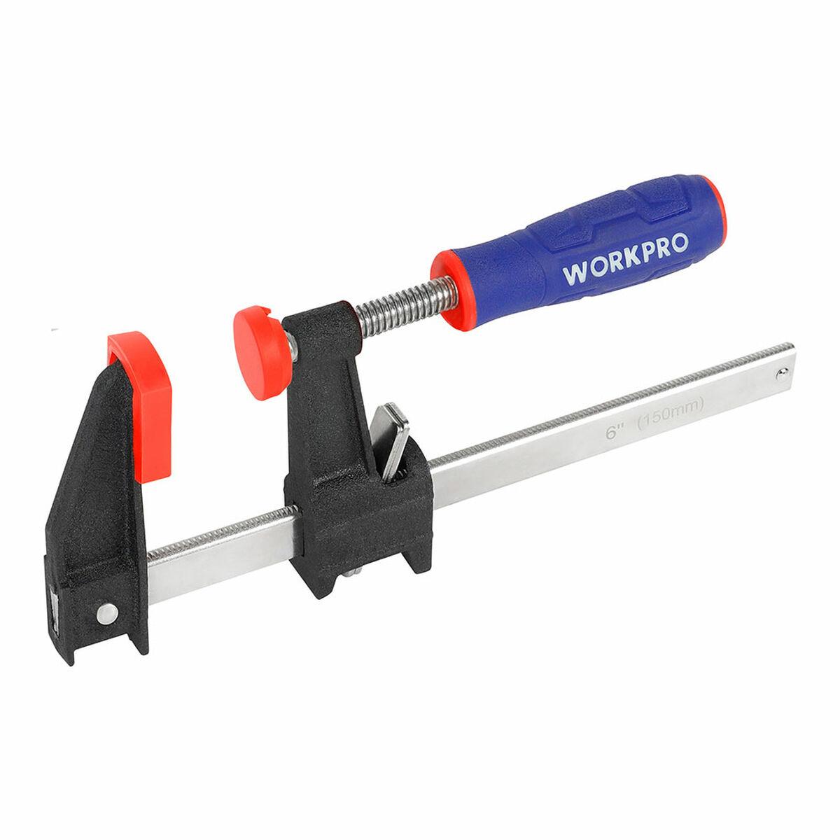 Workpro bænktvinge 12" (30 cm) - Tryk Clamp, stål, blå/rød
