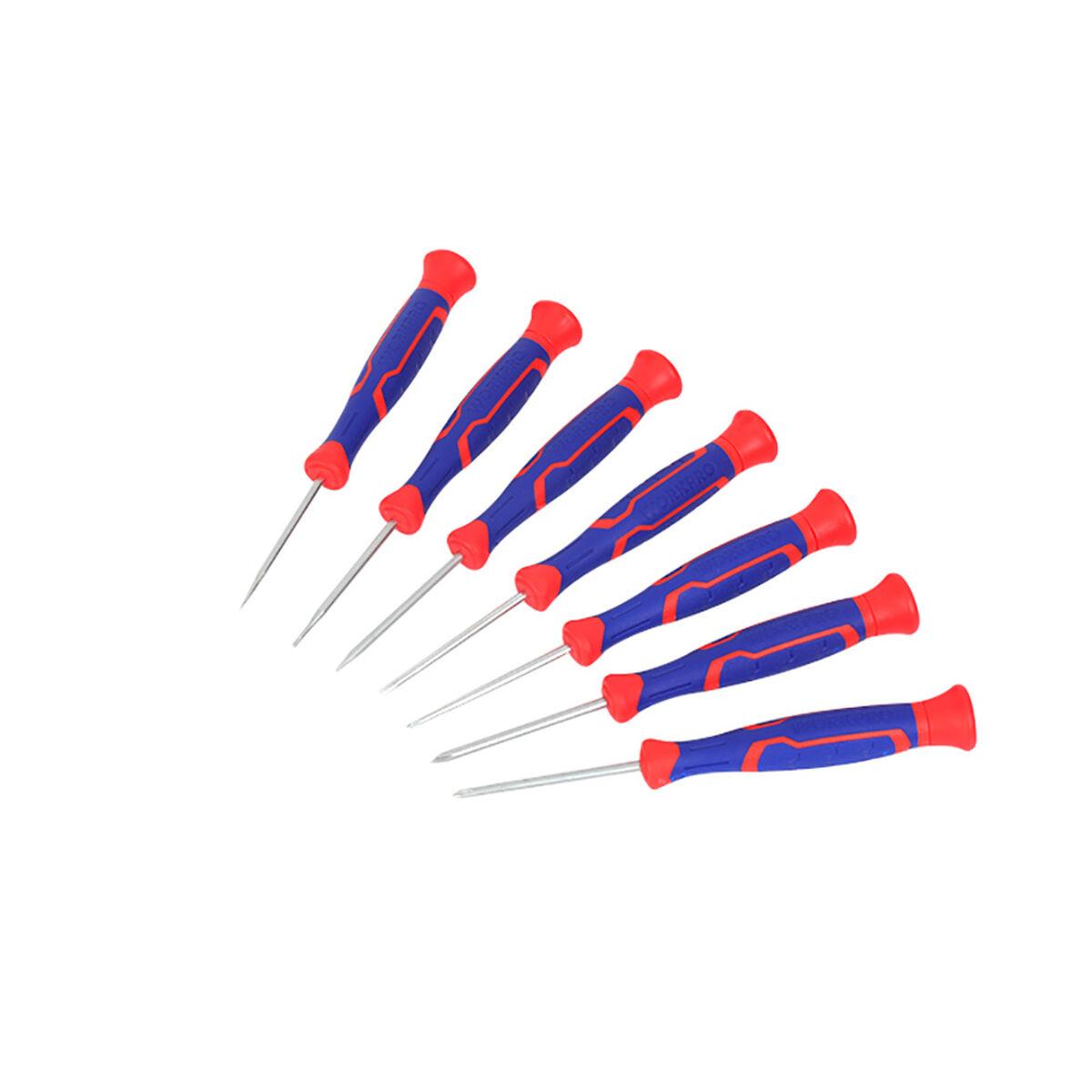 Workpro sæt med præcisionsskruetrækkere - 7 dele (blå/rød)
