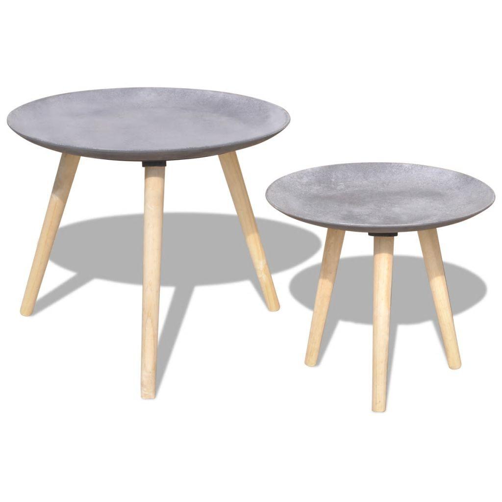 Sofabordssæt i 2 dele 55 cm og 44 cm betongrå billede