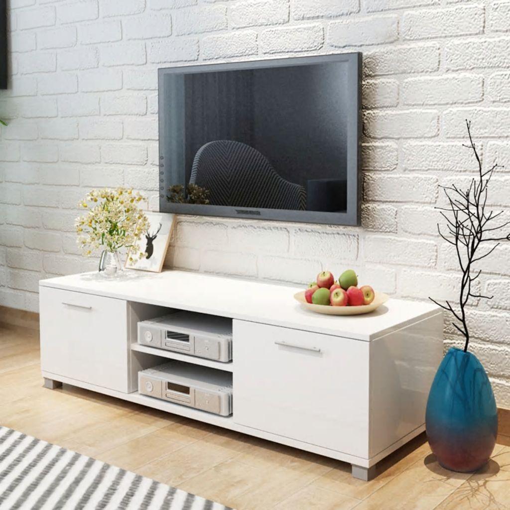 Tv-bord 120x40,5x35 cm hvid højglans