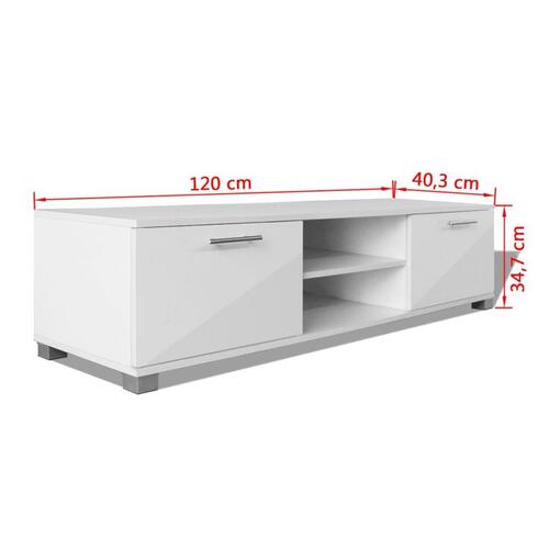Tv-bord 120x40,5x35 cm hvid højglans