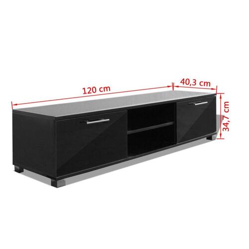 Tv-bord 120x40,5x35 cm sort højglans