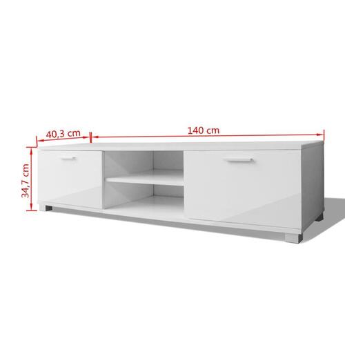 Tv-bord 140x40,5x35 cm hvid højglans