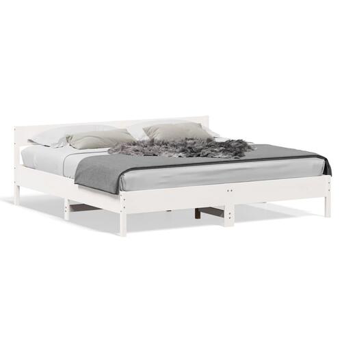 Sengeramme uden madras 200x200 cm massivt fyrretræ hvid