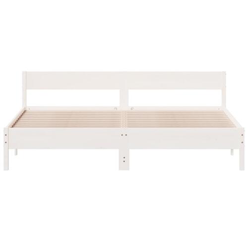 Sengeramme uden madras 200x200 cm massivt fyrretræ hvid