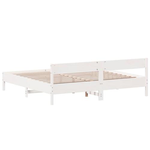 Sengeramme uden madras 200x200 cm massivt fyrretræ hvid