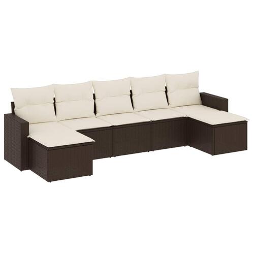 Sofasæt til haven 7 dele med hynder polyrattan brun