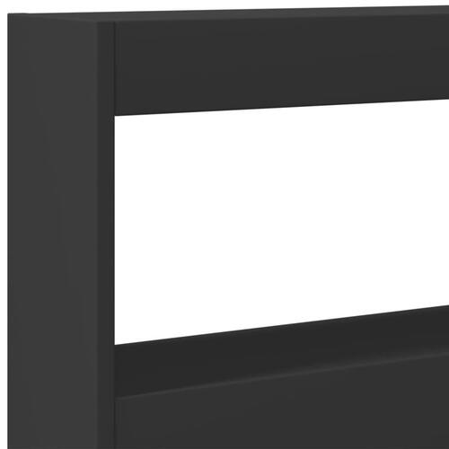 Sengegavl med opbevaring og LED-lys 180x17x102 cm sort