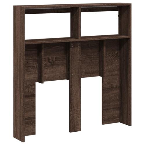 Sengegavl med opbevaring og LED-lys 100x17x102 cm brunt eg