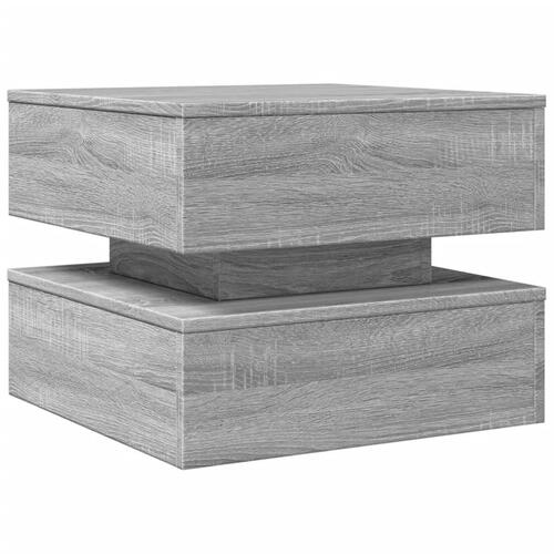 Sofabord med LED-lys 50x50x40 cm grå sonoma-eg