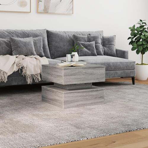 Sofabord med LED-lys 50x50x40 cm grå sonoma-eg