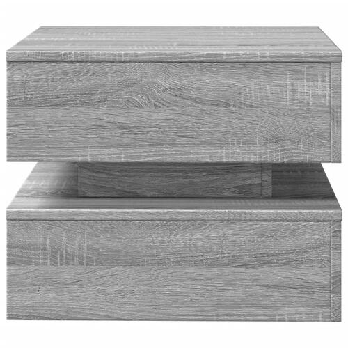 Sofabord med LED-lys 50x50x40 cm grå sonoma-eg
