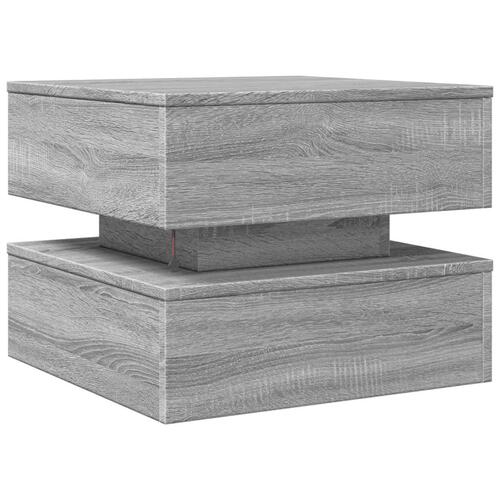 Sofabord med LED-lys 50x50x40 cm grå sonoma-eg