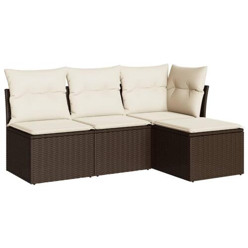 Sofasæt til haven 4 dele med hynder polyrattan brun