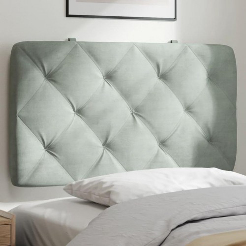 Gavlpude 90 cm i velour - lysegrå, diamantquiltet