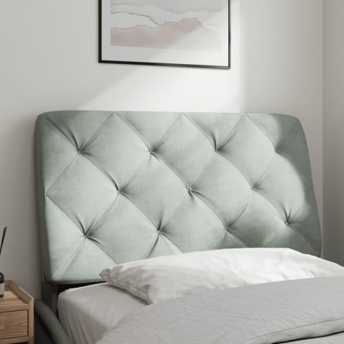 Gavlpude 90 cm i velour - lysegrå, diamantquiltet