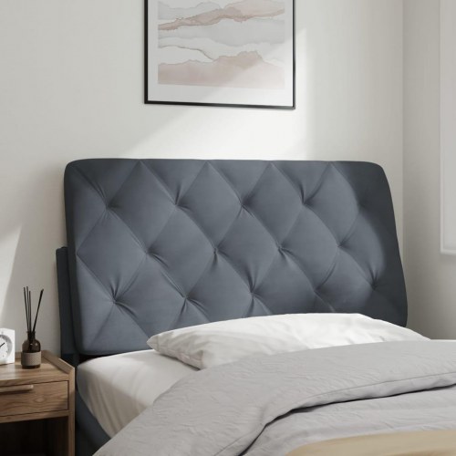 Gavlpude 100 cm i velour - mørkegrå, diamantquiltet