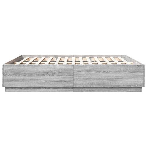 Sengestel 200x200 cm konstrueret træ grå sonoma-eg