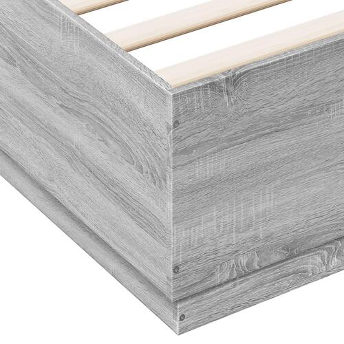 Sengestel 200x200 cm konstrueret træ grå sonoma-eg