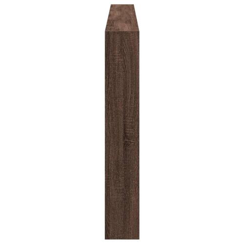 Sengegavl med opbevaring og LED-lys 220x17x102 cm brunt eg