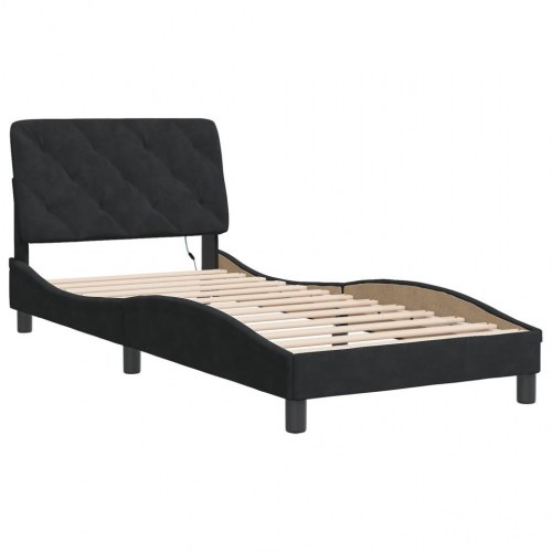 Sengeramme med LED 90 x 190 cm velour - sort