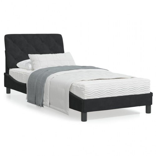 Sengeramme med LED uden madras 90 x 200 cm i sort velour