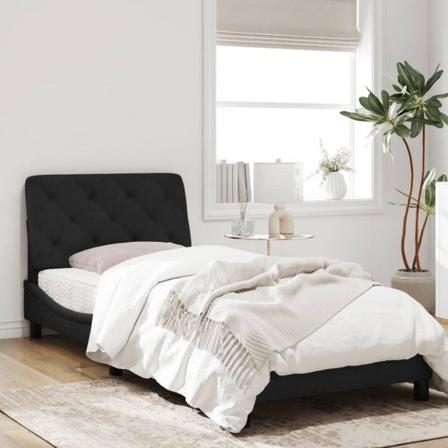 Sengeramme med LED uden madras 90 x 200 cm i sort velour