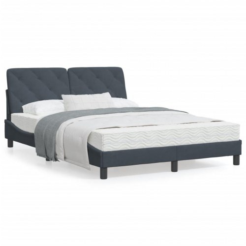 Sengeramme med LED uden madras 140 x 190 cm - mørkegrå velour