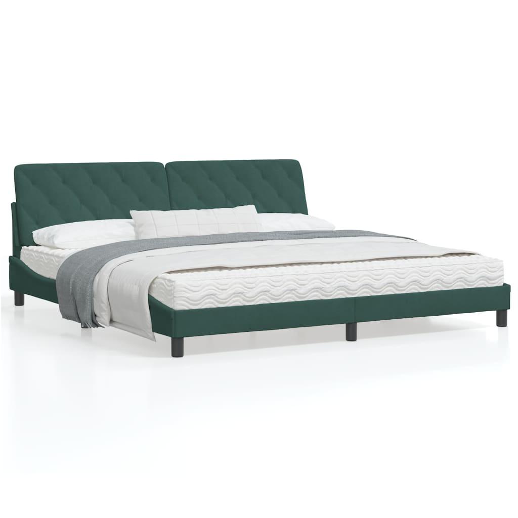 Sengeramme uden madras Mørkegrøn 200x200 cm Fløjl billede