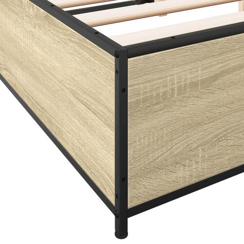 Sengestel 150x200 cm konstrueret træ og metal sonoma-eg