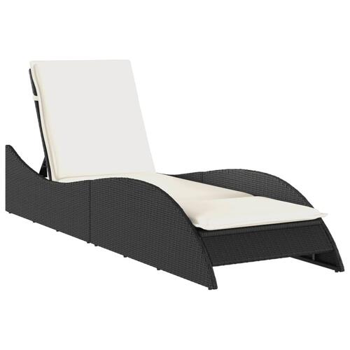 Liggestol med hynde 60x205x73 cm polyrattan sort