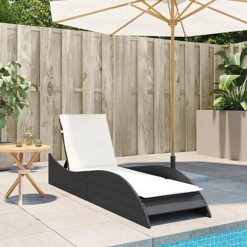 Liggestol med hynde 60x205x73 cm polyrattan sort