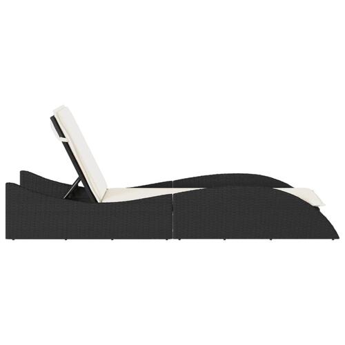 Liggestol med hynde 60x205x73 cm polyrattan sort