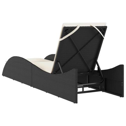Liggestol med hynde 60x205x73 cm polyrattan sort