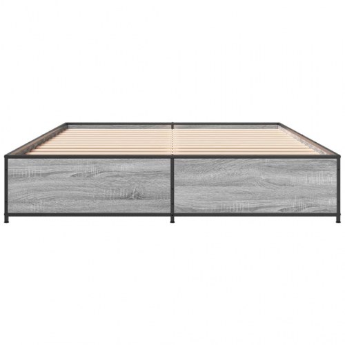 Sengestel 120x190 cm konstrueret træ og metal grå sonoma-eg