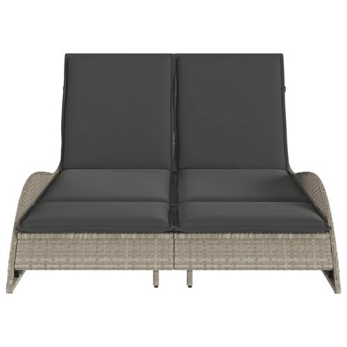 Liggestol med hynde 114x205x73 cm polyrattan lysegrå