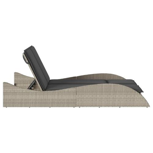 Liggestol med hynde 114x205x73 cm polyrattan lysegrå