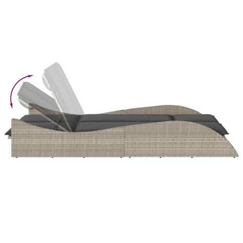 Liggestol med hynde 114x205x73 cm polyrattan lysegrå