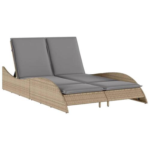 Liggestol med hynder 114x205x73 cm polyrattan beige