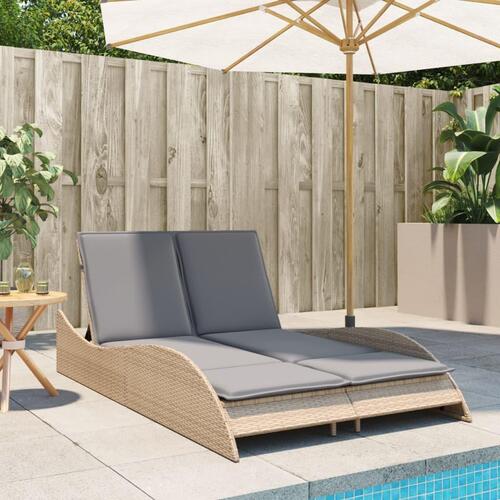 Liggestol med hynder 114x205x73 cm polyrattan beige