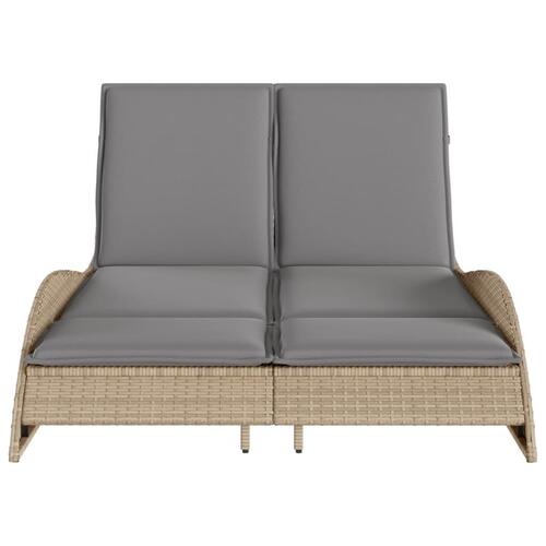 Liggestol med hynder 114x205x73 cm polyrattan beige