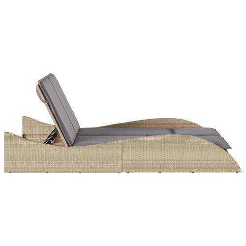 Liggestol med hynder 114x205x73 cm polyrattan beige