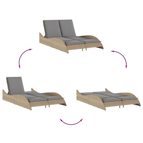 Liggestol med hynder 114x205x73 cm polyrattan beige