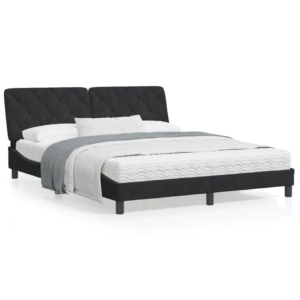 Sengeramme uden madras Sort 160x200 cm Fløjl