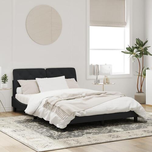 Sengeramme uden madras Sort 160x200 cm Fløjl