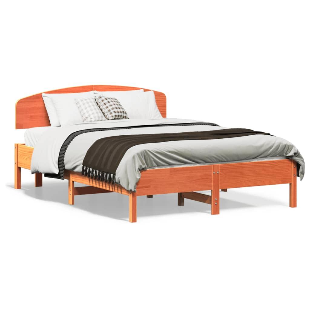 Sengeramme uden madras 140x190 cm massivt fyrretræ gyldenbrun